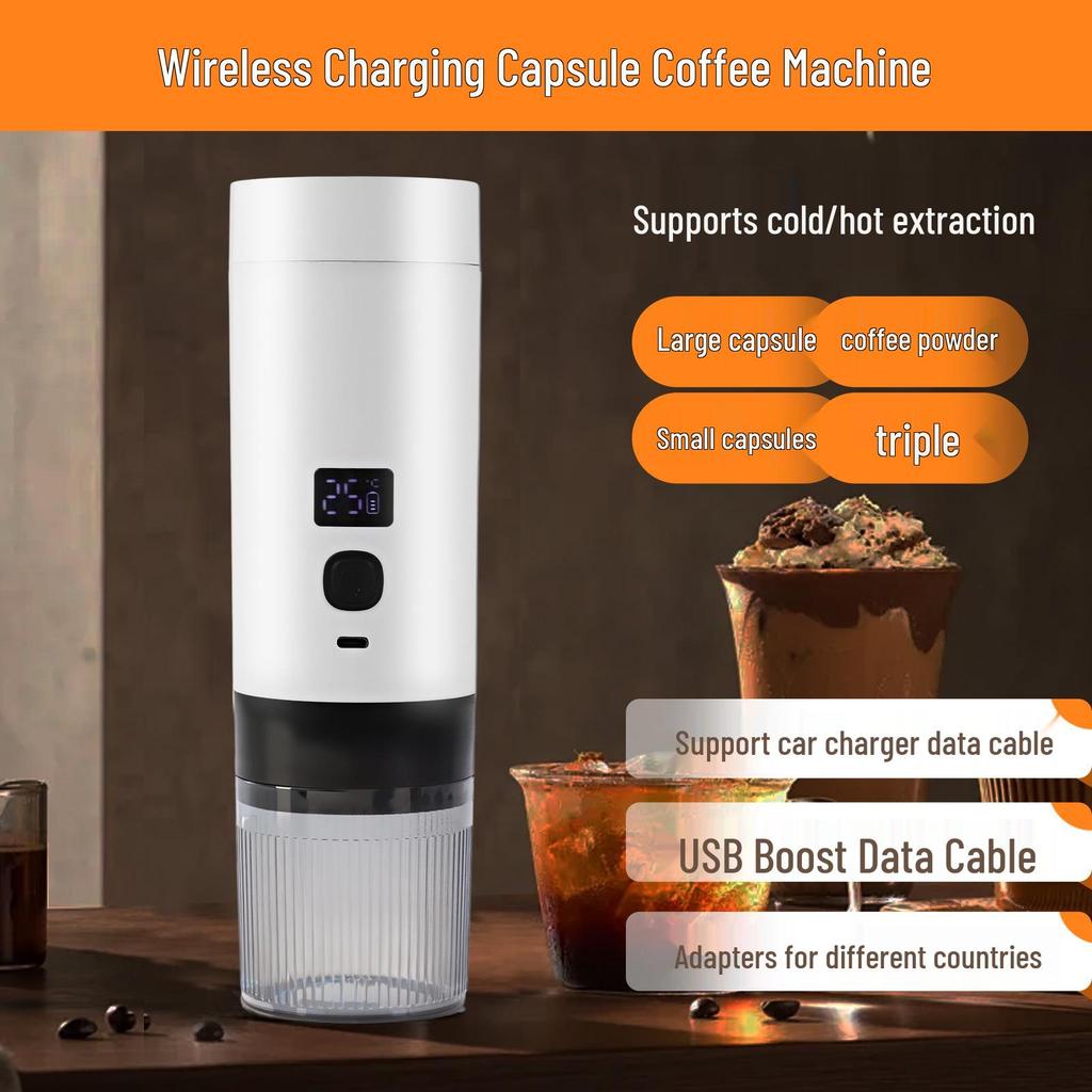 Rechargeable Portable Electric Coffee Maker - Automatic Pump & Heating for Outdoor Use with Capsules