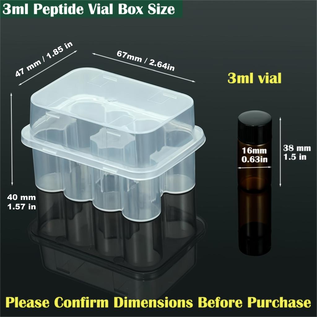 2pcs Clear Peptide Case Set for Fridge,20 Slots Total, 3ml Vial Holder for Refrigerator, Semi-Transparent Vial Storage Case