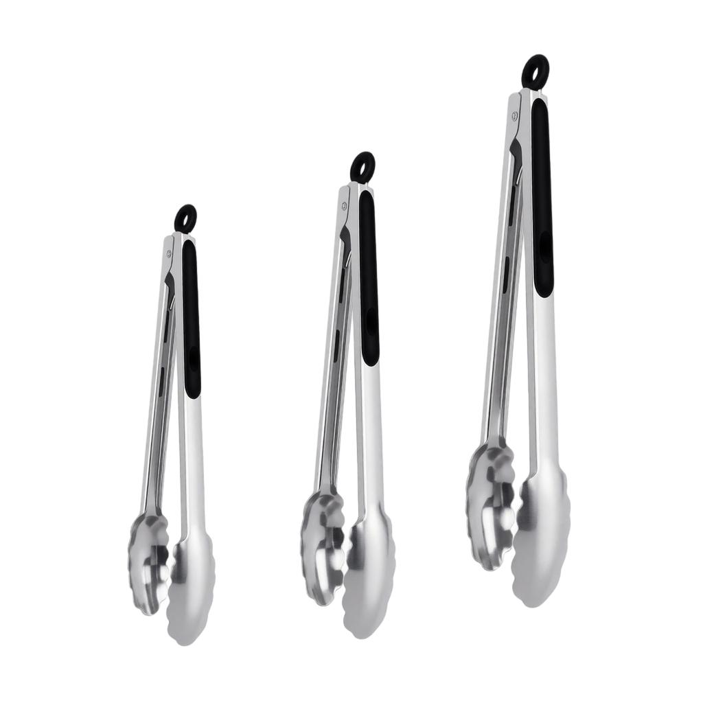 Stainless Food Tongs - Heat Kitchen Tongs for BBQ Grilling, Cooking and Serving