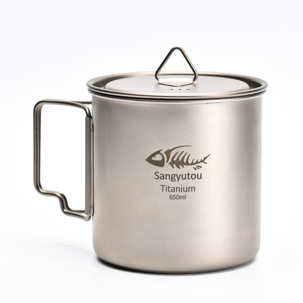 450/550/650ml/750ml Portable Outdoor Water Cup Ultralight Large-capacity Single-layer Pure Titanium Camping Mug