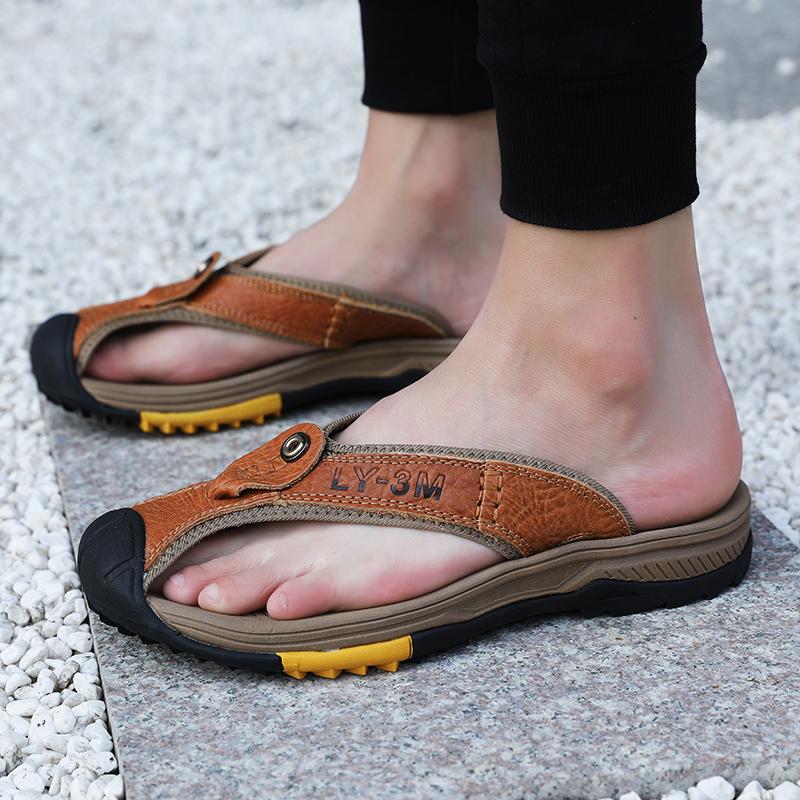 Men Flip Flops Slippers White Outdoor Summer Brown Roman Sandals Black Open Toe Beach Shoes Plus Size