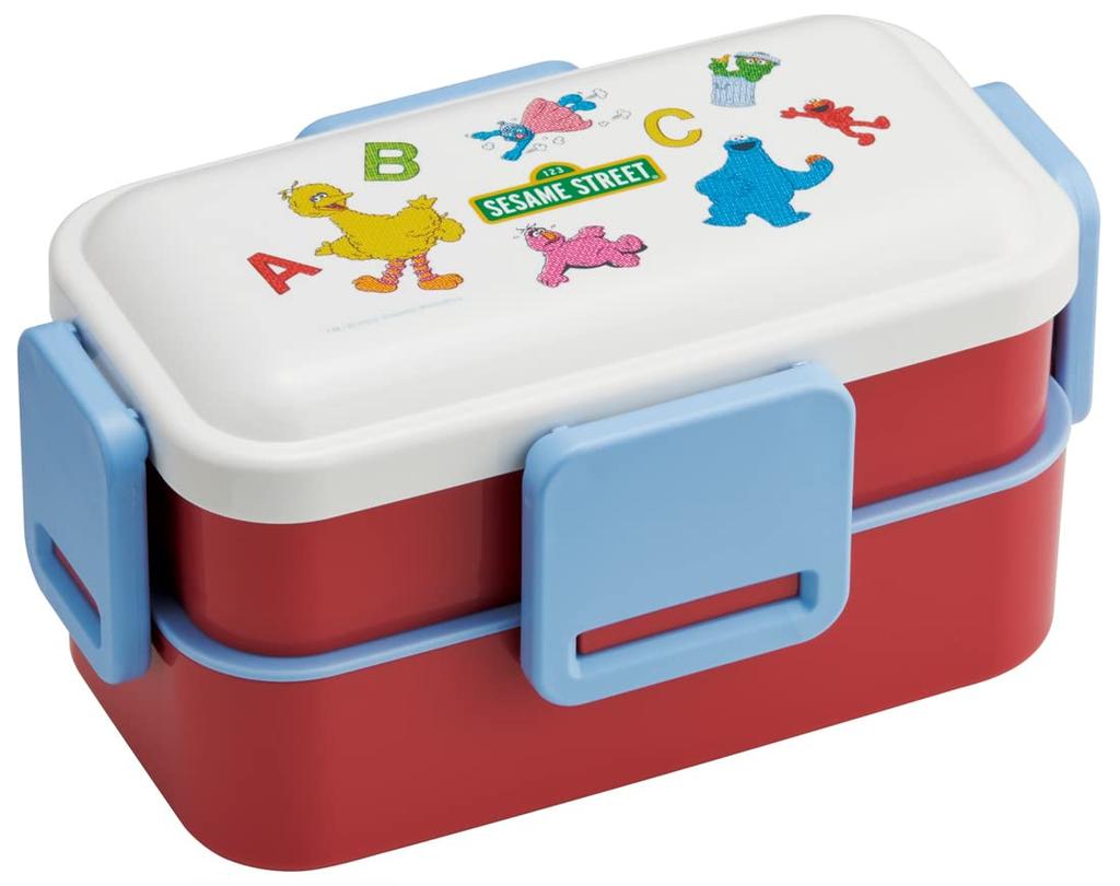 Skater Antibacterial Bento Sesame Street Made In Soft-Serving Dome-Shaped Lid, 2-Tier Box, 600ml, Design, Japan, PFLW4AG-A
