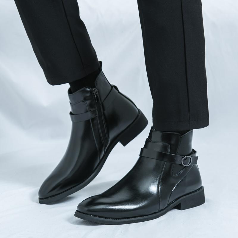 Winter Hot Selling Street Fashion Workwear Shoes High-end Men's High Top Ankle Boots Banquet Pointed Men's Formal Shoes