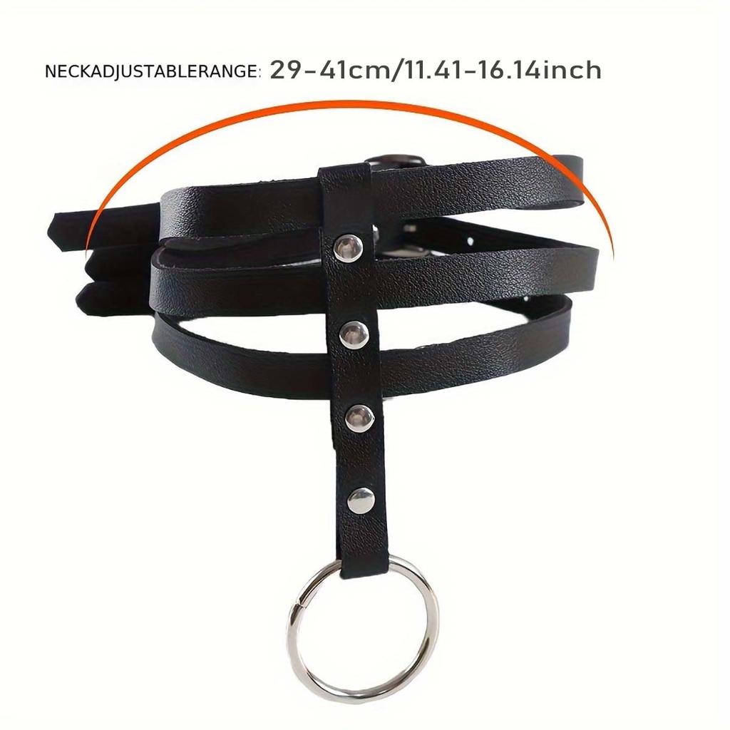 Gothic One Shoulder Suspenders Straps, Women'S Collar Pairing Punk Chest Harness Set, Fashion Pu Leather Harness Belt.