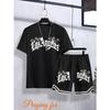 Comfortable Letter Patterned Short Sleeved Set for Summer