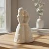 Hugging Parent & Child Statue Sentimental Keepsake Figurine Floral Raised Pattern