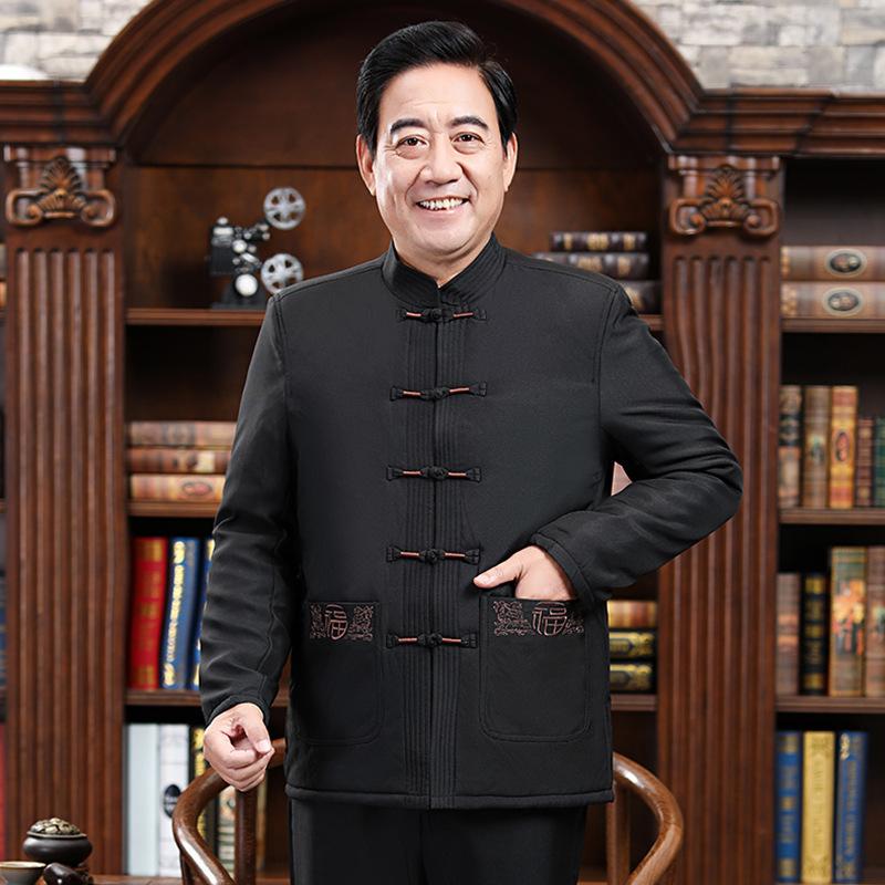 New Middle-aged and Elderly Printed Tang Clothing, Piled and Thickened Retro Ethnic Style Tang Clothing