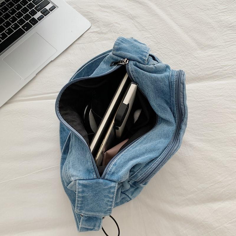 Women Casual Satchel Shoulder Bag Ladies Small Capacity Denim Vintage Messenger Bag Adjustable Strap Daily Tote Bag Multifunction Chic Hobo Bag