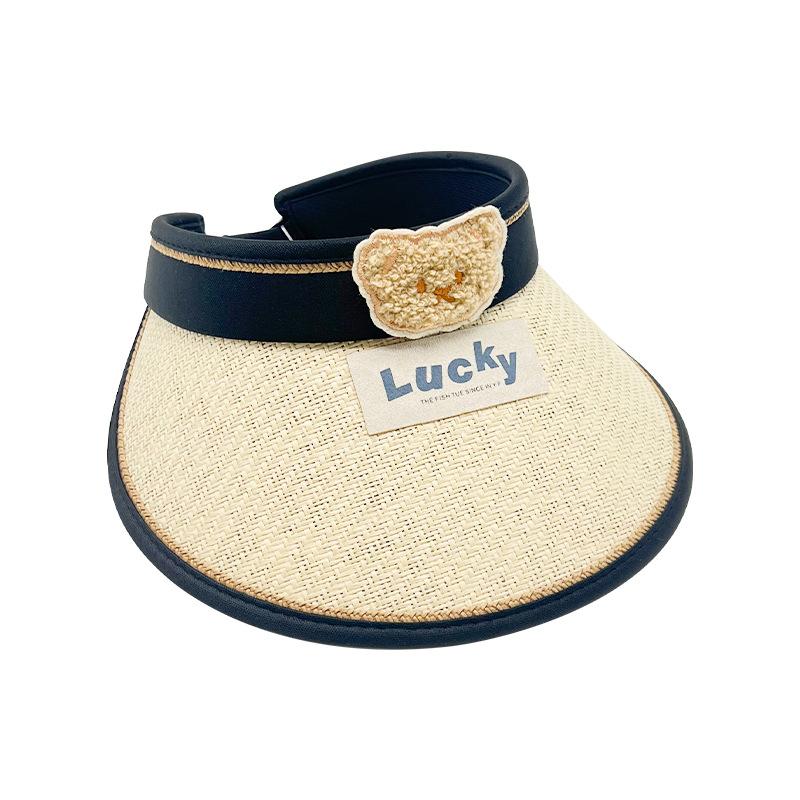 Cartoon Vinyl Children's Empty Top Hat Cute Baby Summer Outdoor Sports Sun Hat English Letter Knitted Straw Hat