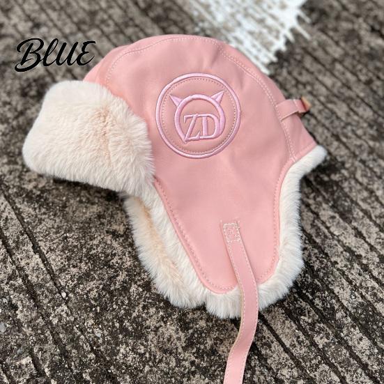 Outdoor Hat Winter Protection Fluffy Solid Color Plush Lining Women Bomber Ear Ski Windproof Letter