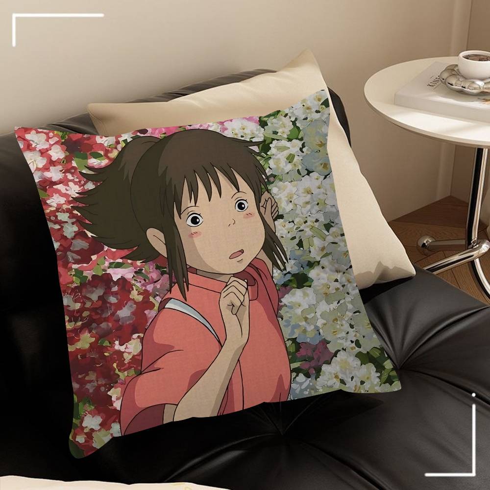 Spirited Away Anime Poster Maple Design Cushion Cover Happy Autumn Harvest Decor Holiday Decorati Pillow Cover