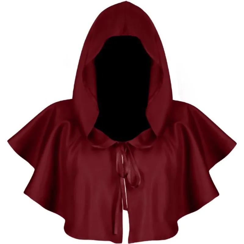 

Halloween Adult Solid Costume Death Cloak Medieval Hooded Costume Cloak Movie Cosplay Clothing Party Clothes One Size бордовий