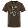 Men's T-Shirts Tea Rex Funny Dinosaur Drink Coffee T Shirts Fashion Casual TShirt High Quality Streetwear Tops Male Tee Shirt