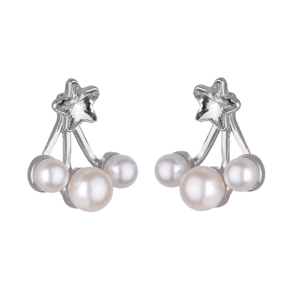 European-American Fashion Star Crystal and Pearl Stud Earrings