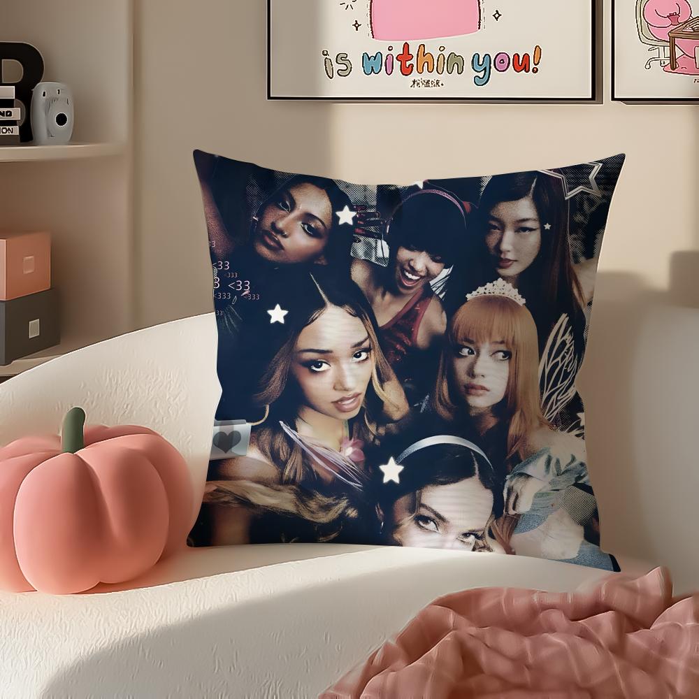 Pop Girl Group KKATSEYE Cushion Cover Pillowcase Short Plush Invisible zipper Room Sofa Cushion Cover
