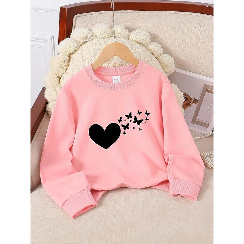 Girls' Round-neck Crewneck Sweatshirt | Soft & Comfortable, Casual Multi-colored Long-sleeved T-shirt, Perfect for Spring, Fall, Winter