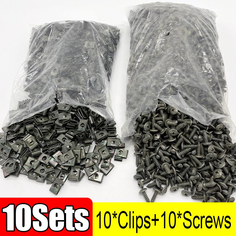 

Car U-Type Clips Self-tapping Screw Kits Metal Screw Clip for Auto Motorcycle Engine Undertray Splash Shield Guard Bumper Buckle