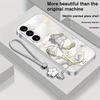 Vergoldetes florales Muster Glas Handyhülle geeignet für Samsung Galaxy S26 S25 S24 S23 S22 S21 S20FE/Ultra/Plus Anti-Drop Rückseite