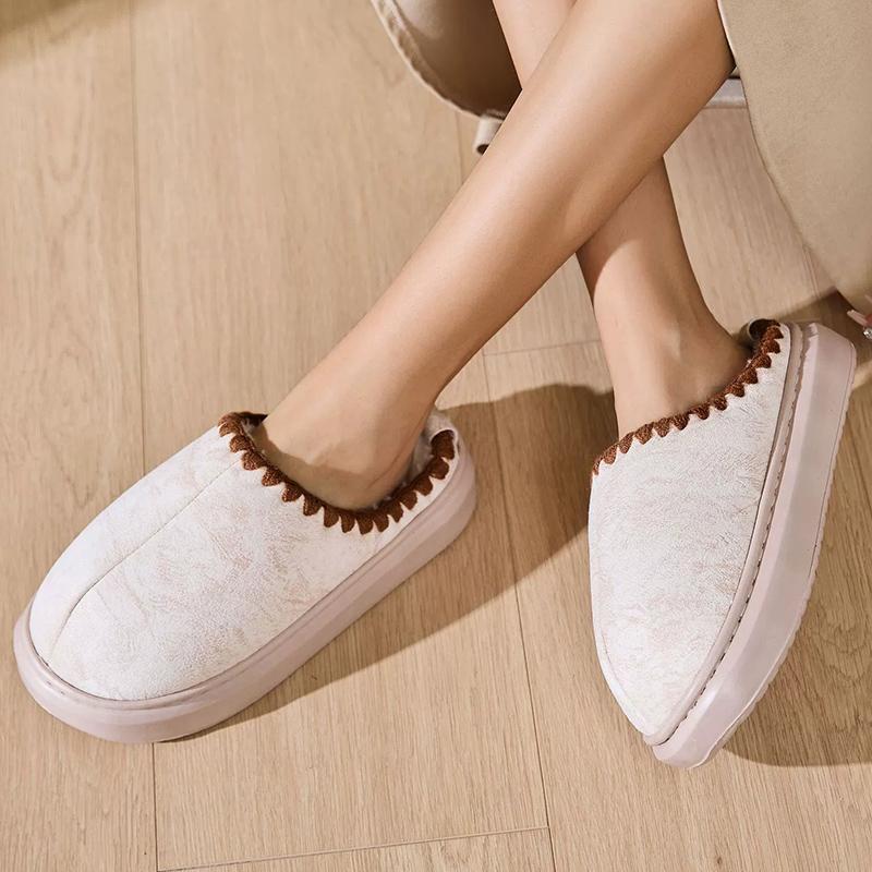 Fashion Fashion Faux Suede Plush Slippers Women Non Slip Platform Cotton Slippers for Woman Indoor Fur Warm House Fur Slides Mujer