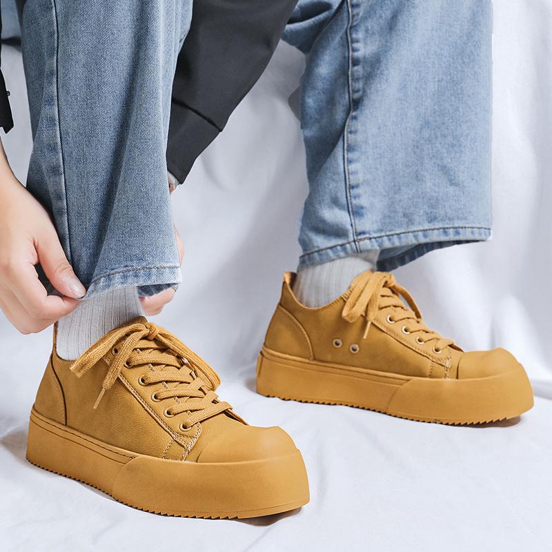 Fashion 2025 New Students' Casual Sports Shoes 38-46, Thick Anti-Slip Sole Lace-up with Black-White Color Simple Versatile Campus Style