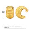 Stainless steel earrings C-shaped earrings U-shaped hollow hollow hollow embossed irregular zircon element earrings