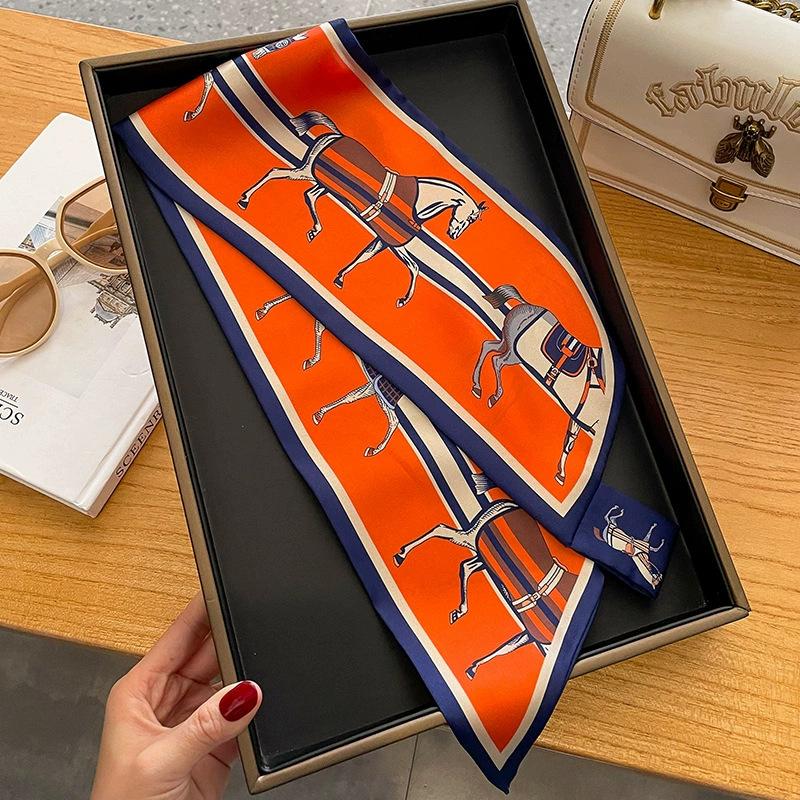 Fashion new cross small silk scarf women's headband Korean version spring, autumn and summer professional scarf small scarf square scarf headband