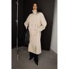 Doppelreihiger Trenchcoat für Damen mit Stehkragen, Taillengürtel, lockerer Passform, langer Länge, übergroße Oberbekleidung in einfarbigen Farben