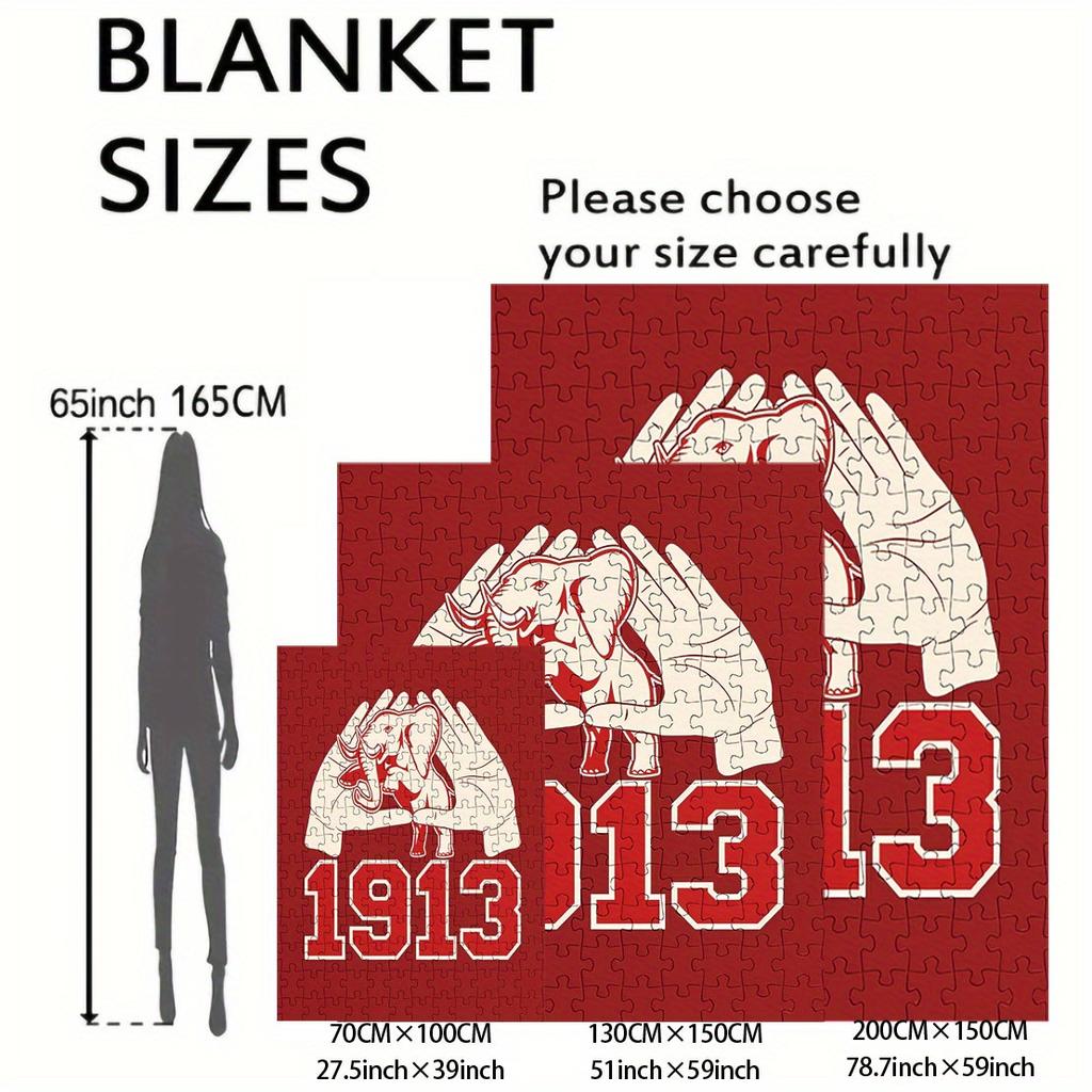 Red Rhinoceros Puzzle Flannel printed blanket suitable for all seasons suitable for living room office sofa and travel 180x250CM