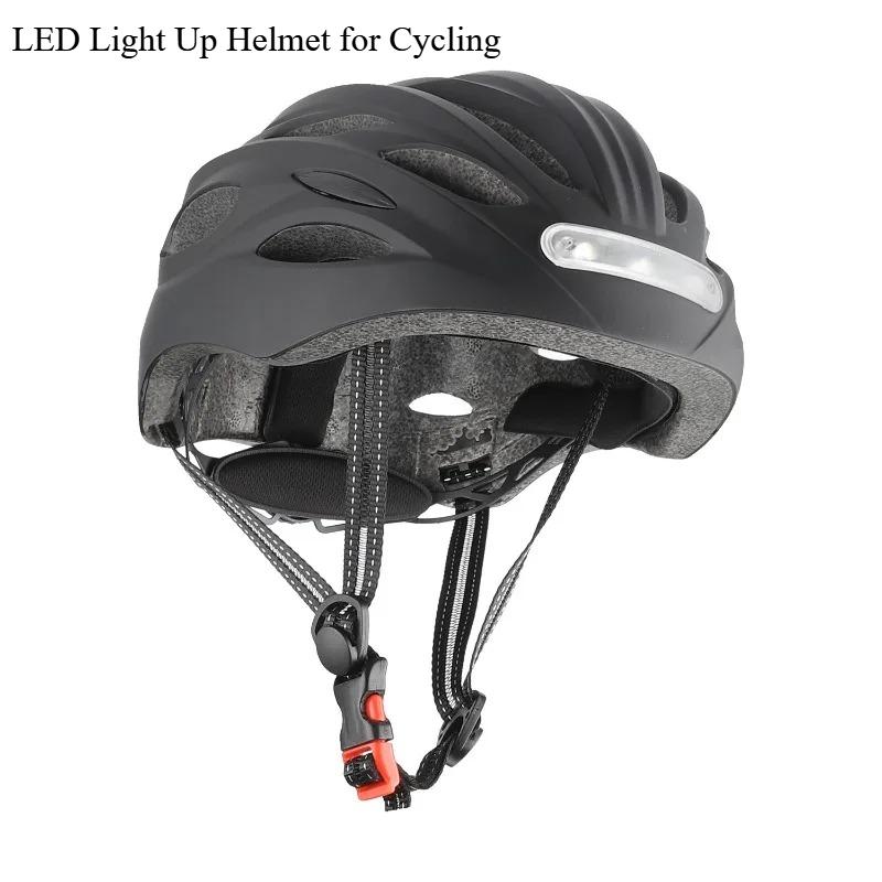 LED Ventilated Bike Helmet with Warning Light, Light Up Safety Helmet for Adult E-Scooter Cycling Skate Electric scooter helmet