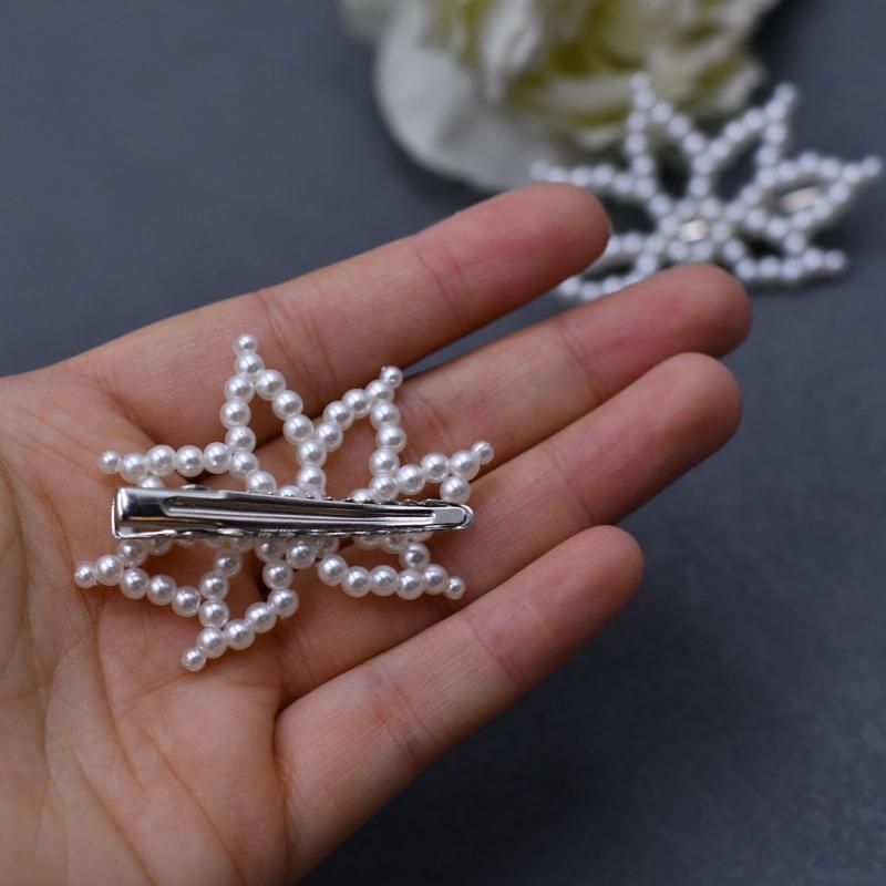 Artificial Pearls Flower Hair Clip Side Pin for Women Girl Everyday Use Clip Barrette for Wedding and Festival