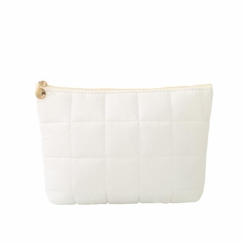 New Floral Quilted Large Plaid Cosmetic Bag Large-capacity Three-dimensional Hand-held Bubble Grid Fashion Pleated Storage Toiletry Bag
