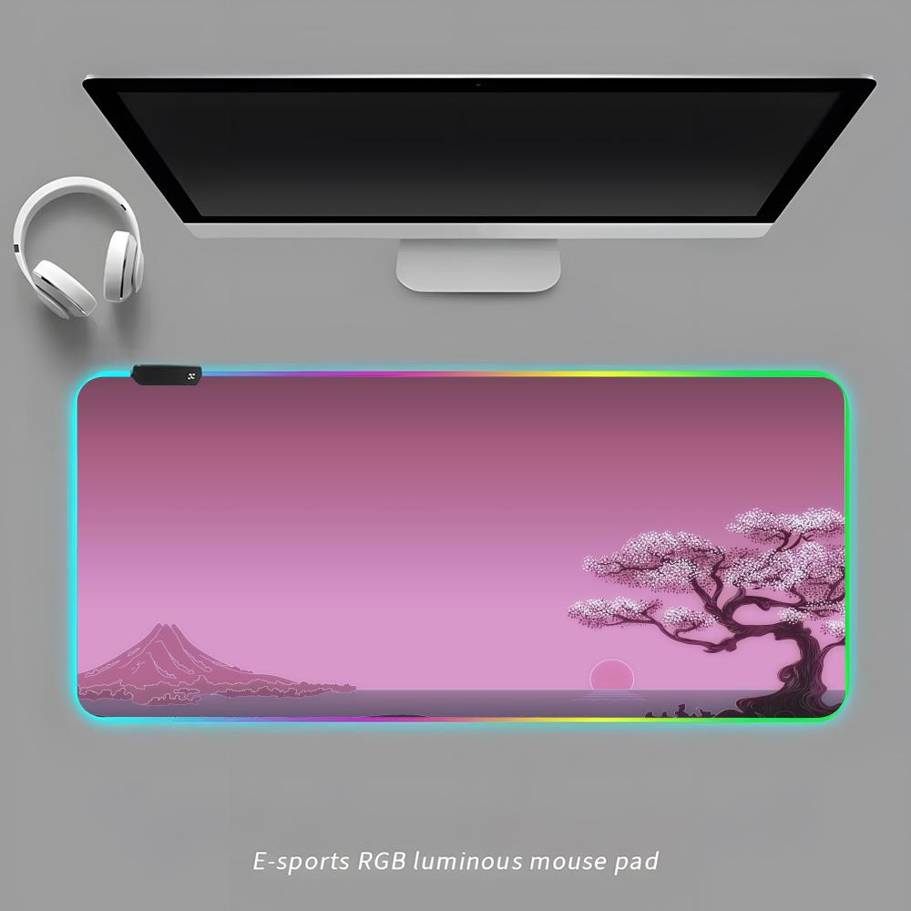 

Япония Художественный Коврик для мыши Fuji RGB Игровой коврик для мыши Настольный коврик HD Геймерский Большой Светодиодная подсветка XXL Коврики для мыши RGB600x300x3mm