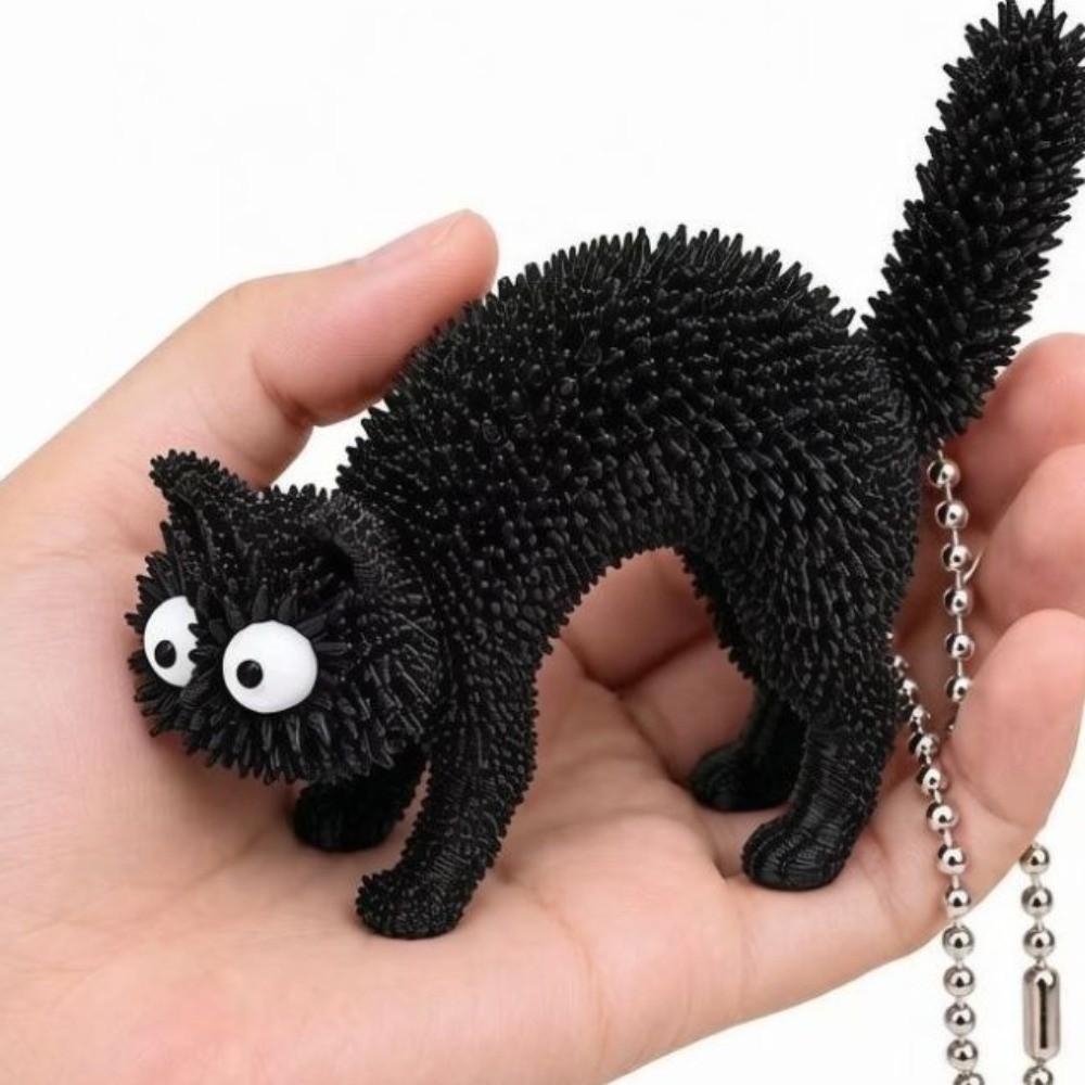Spiky 3D Printed Keychain 3D Printed Stress Relief Pendant Fun Spiky Cat Keychain Holiday Party