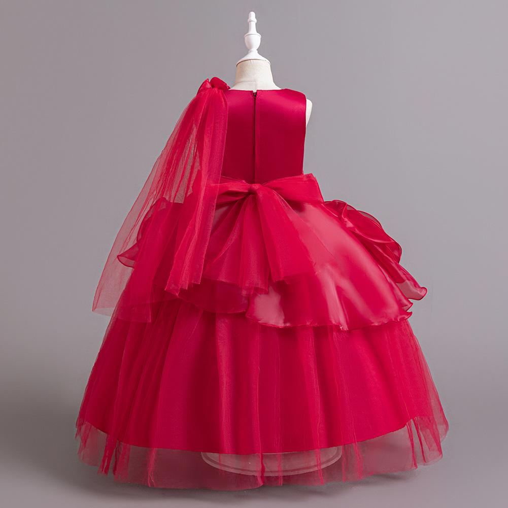 Middle and Large Children's Dress Long Large Flower Department Asymmetric Princess Dress Host Piano Performance Dress 932 Girl's Favourite Dress