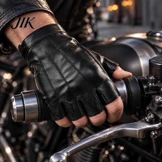 Cool Button Detail Gloves 1 Pair Punk Fingerless for Men Women, Faux Leather Goth Accessories Outfits Anti-slip Tactical Cycling Driving And