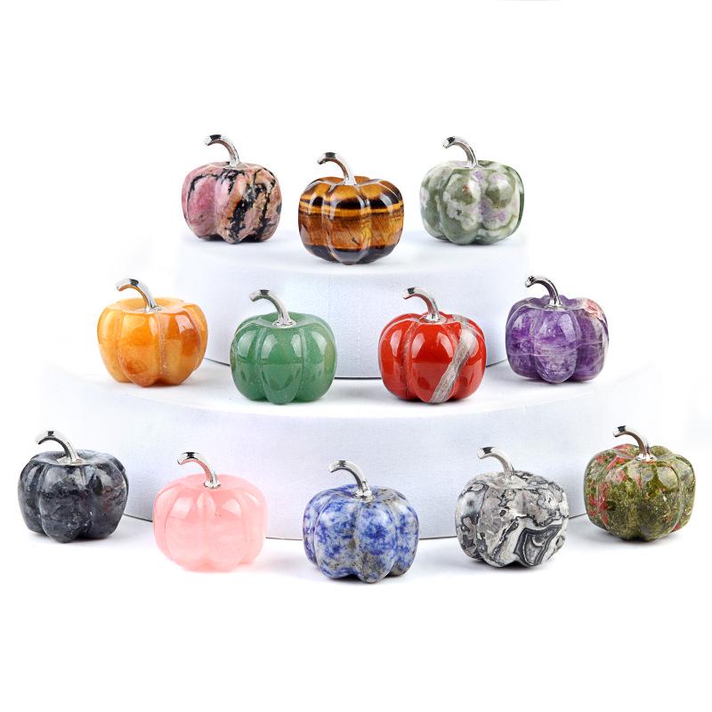 30mm Natural Crystal Pumpkin Decoration for Halloween & Thanksgiving - Large Qty Discount