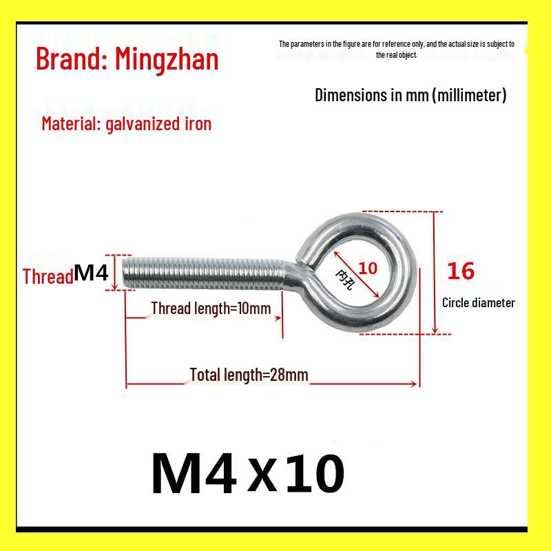 Closed Hook Eye Bolt Screw Ring Hanger - M2.5 to M8 Machine Thread