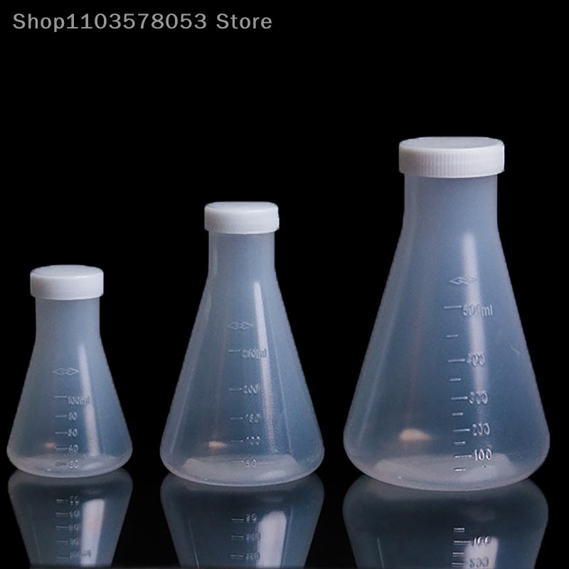 50-1000ml Conical Flask With Cap And Scale, Lab Plastic Erlenmeyer Flask With Screw Lid For Laboratory Experiment