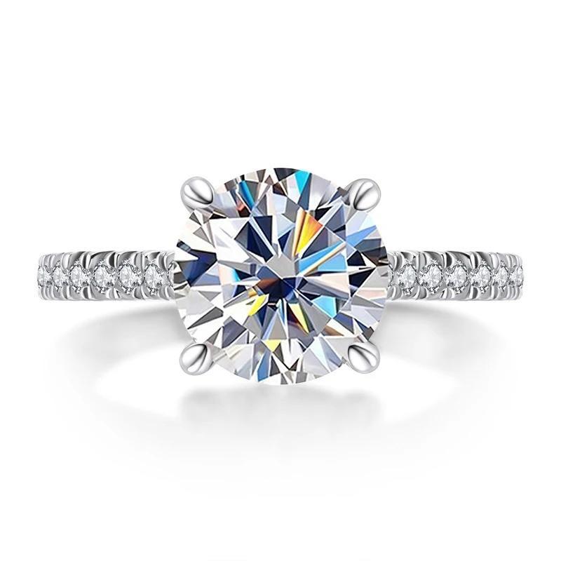 Gica Gema S925 Sterling Silver Four Claw Diamond Ring Zircon 1 Carat Women's Wedding Ring Classic Open Ring