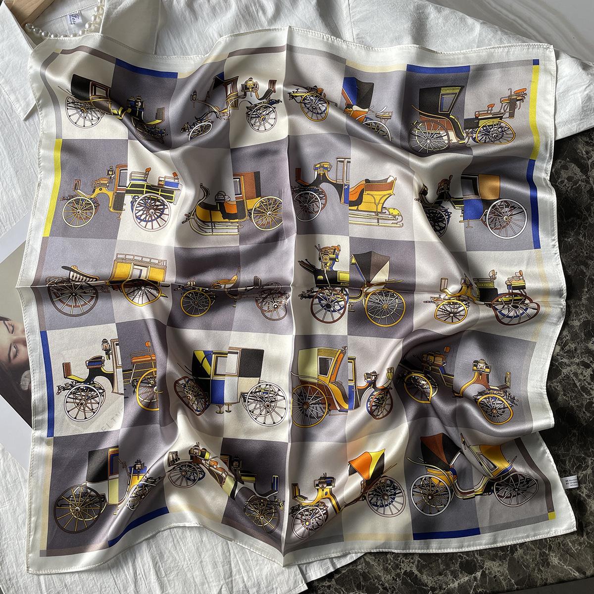 Grid splicing carriage 100% mulberry silk square scarf women s summer fashion printed silk scarf neck scarf 65*65cm