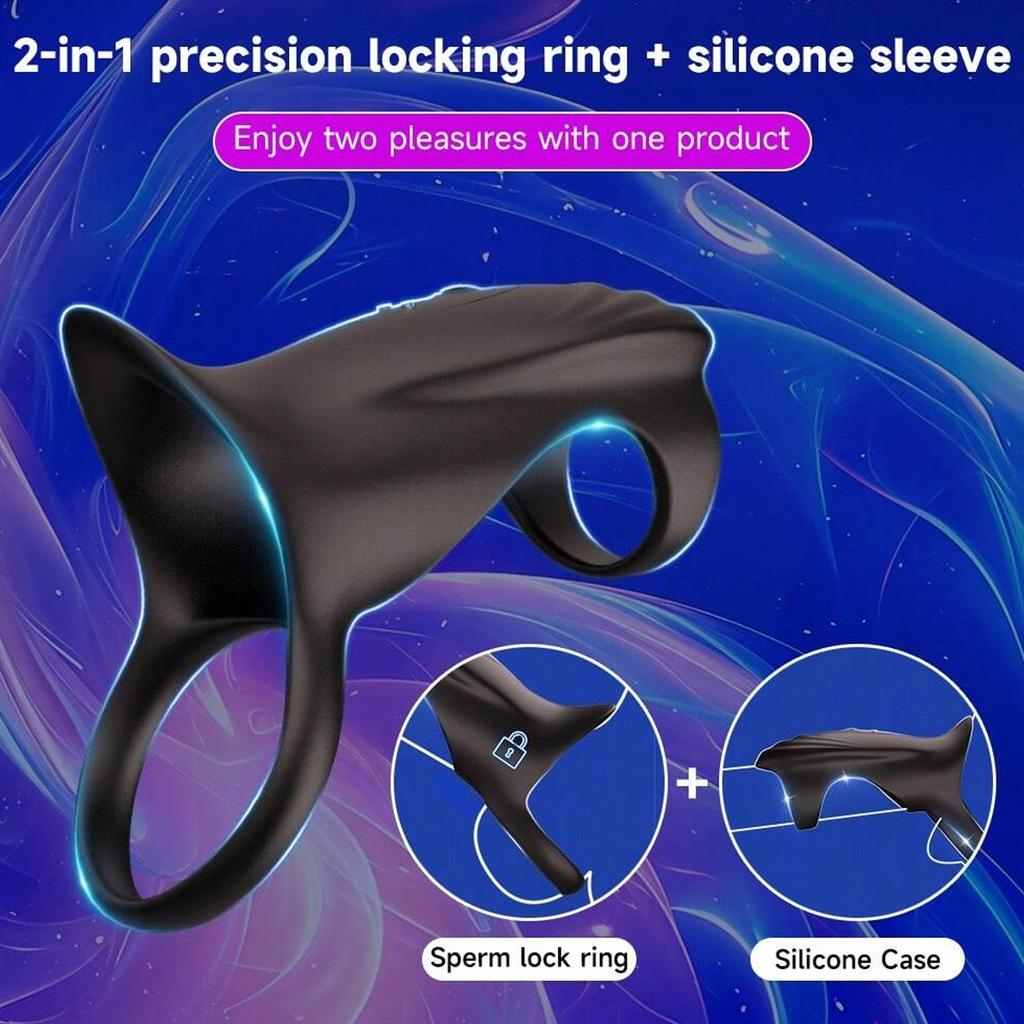 2 In 1 Powerful Vibrating Delayed Ejaculation Men's Penis Ring, APP Control Penis Ring Vibrator Cock Ring, Erotic Adult Toys, Men's Sex Toys