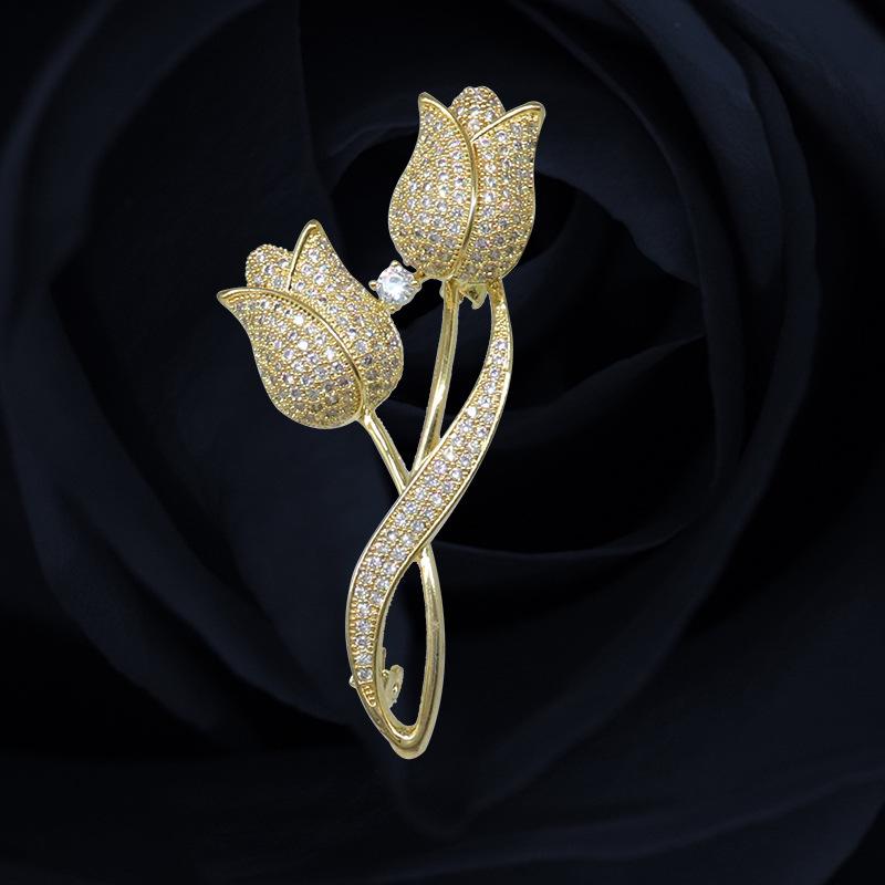 

Модная ретро брошь-тюльпан: Романтичный летний аксессуар для женщин (2024) тюльпан/золотой