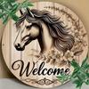 Vintage Metal Sign Horse Flowers Wall Decor 8x8 Inch