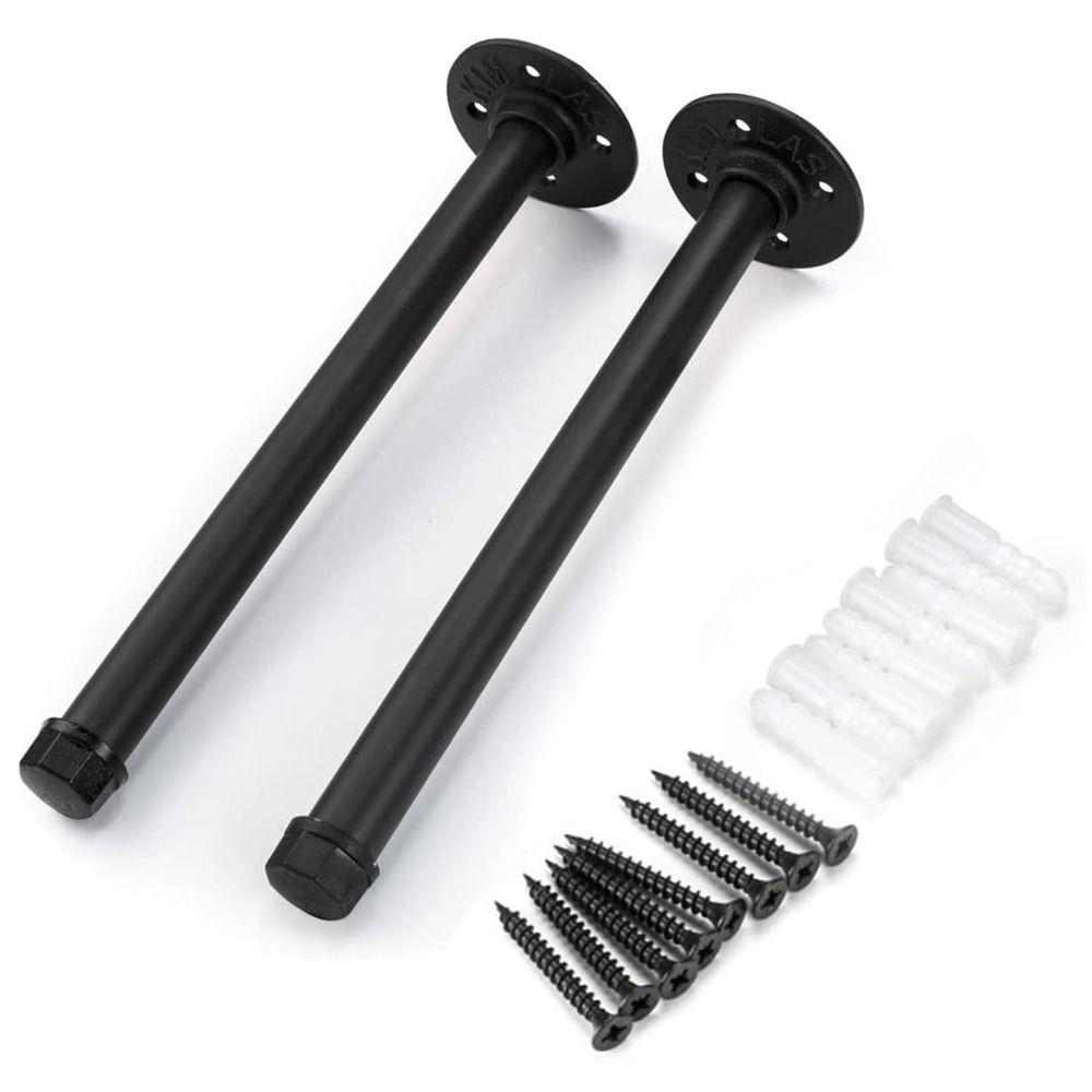 4pcs Fine Workmanship Wall Floating Shelf Holder Black Iron Pipe Iron Art Shelf Brackets  Room Decor