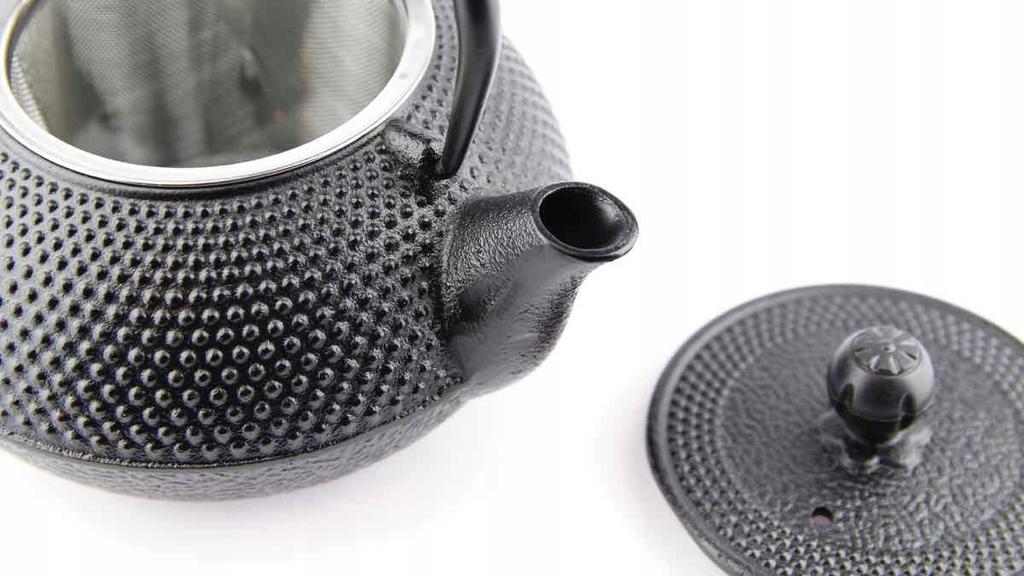 CAST IRON KETTLE 0.8L TEA POT WITH TEA INFILTER + 4x CUPS WARMER