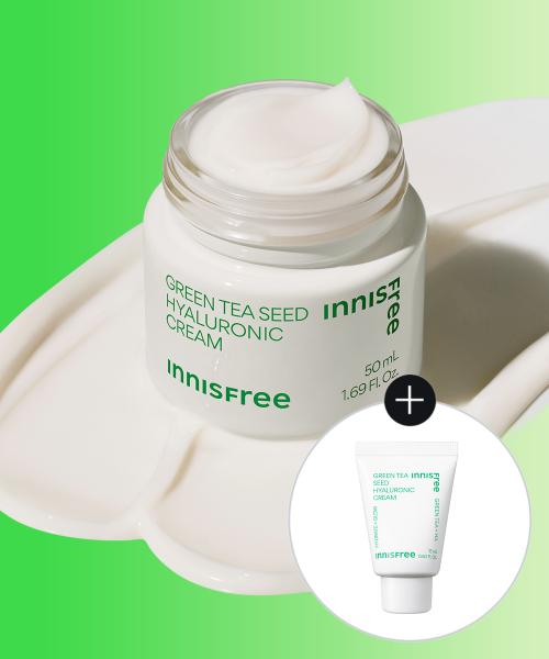 Innisfree Green Tea Seed Hyaluronic Cream 50mL + 15mL (Gift Set) FREE