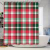 Plaid Shower Curtain Bath Mat For Bathroom Decorationswaterproof Fabric In Red Green 72X84 Inches Christmas Home Accessories On