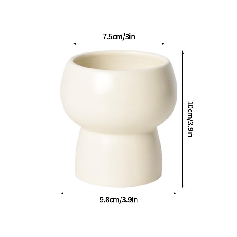 Ceramic Small Flowerpot Cream Colored Succulent Plant Pot Desktop Green Plant Potted Decoration Ins Style Home Ornament Decor