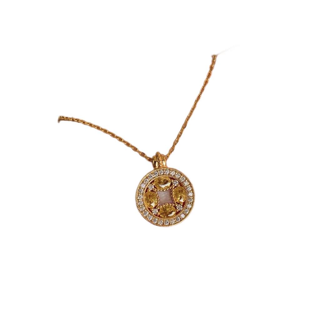 Eight Directions Wealth Necklace: Women's Luxury Copper Coin Pendant with Full Diamond Clavicle Chain - Vintage High-End Design