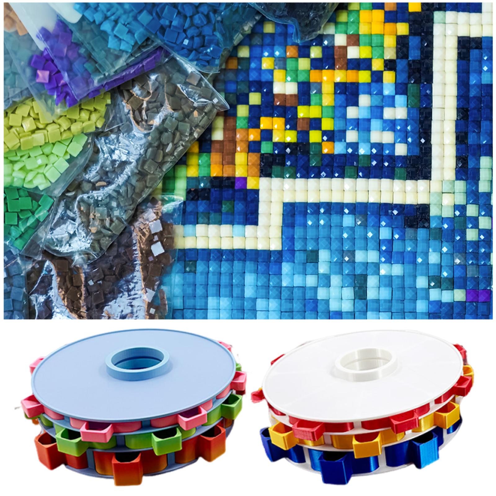 Rotating Rhinestone Tray 3D Printing Diamond Art Trays Kits Diamond Painting Accessories and Tools bianco